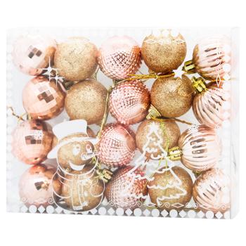 New Year's Balls Pink-Gold Set 20pcs*4cm - buy, prices for - photo 1