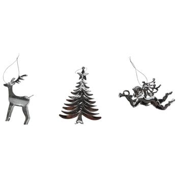Actuel Christmas Tree/Deer/Angel Silver Christmas Tree Pendant 11-13cm in assortment