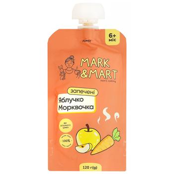 Пюре фруктовое Mark&Mart Запеченное яблочко и морковочка  120г - купить, цены на КОСМОС - фото 1