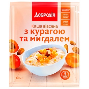 Каша вівсяна Добродія з курагою та мигдалем 40г - купити, ціни на Auchan - фото 1