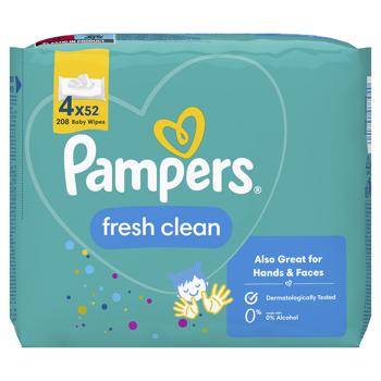 Cалфетки влажные Pampers Fresh Clean 4х52шт - купить, цены на МегаМаркет - фото 1