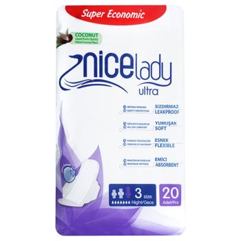Nice Lady Ultra Night Sanitary Pads 20pcs - buy, prices for COSMOS - photo 1