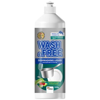Средство для мытья посуды Wash&Free Экстракт алоэ вера и лесной земляники 1л - купить, цены на Чудо Маркет - фото 1