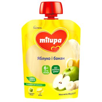 Пюре фруктовое Milupa Яблоко и Банан для детей с 6 месяцев 80г - купить, цены на Чудо Маркет - фото 1