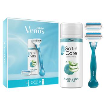 Набір подарунковий Станок для гоління Venus Smooth з 2 змінними лезами + Гель для гоління Gillette Satin Care Алое вера 75мл - купити, ціни на Таврія В - фото 2