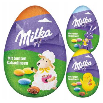 Шоколадное яйцо Milka с шоколадным драже 50г