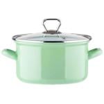 Biol Enamelled Green Pot with Glass Lid 20cm 3.1l