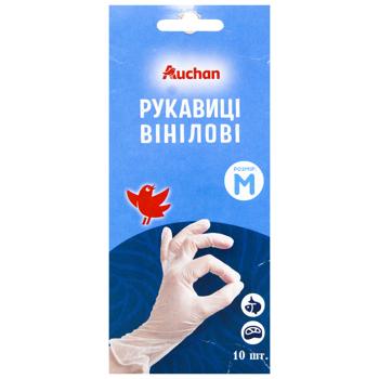Перчатки хозяйственные Auchan виниловые размер М 10шт - купить, цены на Auchan - фото 3