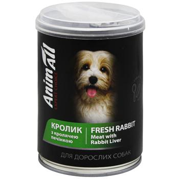 Корм вологий AnimAll Кролик з кролячою печінкою для дорослих собак 375г - купити, ціни на - фото 1