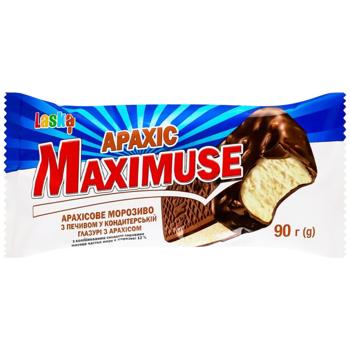 Laska Maximuse Peanut Ice Cream with Cookies in Confectionary Glaze 12% 90g - buy, prices for Tavria V - photo 1
