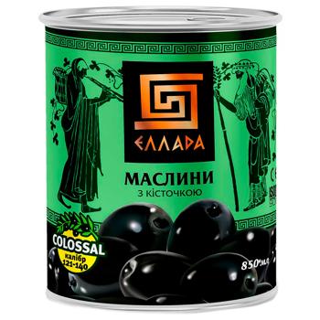 Ellada Black Olives with Bones 850ml - buy, prices for - photo 1