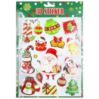 Наліпки новорічні 4 дизайна 18*26 см арт. P210 5985 И875 - купити, ціни на КОСМОС - фото 3