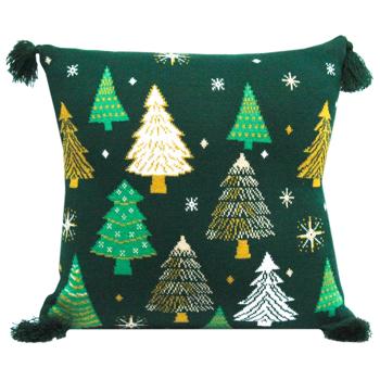 Подушка вязаная Прованс Елочка зеленая 45*45см - купить, цены на Идеал - фото 1