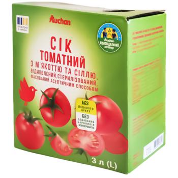 Сік Auchan томатний з м'якоттю та сіллю 3л