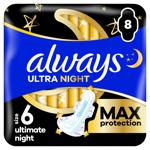 Always Ultimate Night Sanitary Pads 6 8pcs