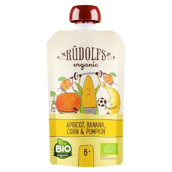 Пюре Rudolfs Смузі абрикос-банан-габуз з солодкою кукурудзою 110г - купить, цены на Grono - фото 1