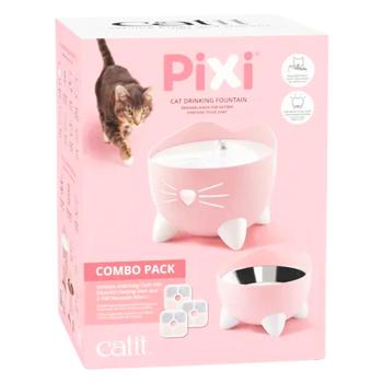 Catit Pixi набір поїлка-фонтан 2 л + миска пластикова для котів 200 мл - рожевий - купить, цены на MasterZoo - фото 2