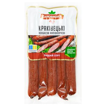 Колбаски Самобранка Краковецкие полукопченые высший сорт 220г - купить, цены на Чудо Маркет - фото 1