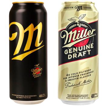 Пиво Miller Genuine Draft светлое 4,7% 0,48л - купить, цены на Идеал - фото 1