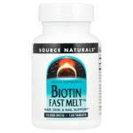 Биотин, Biotin Fast Melt, Source Naturals, 10 000 мкг, 120 таблеток
