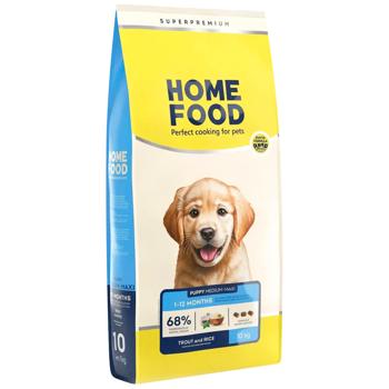 Home Food Dry Food with Trout and Rice for Puppies of Medium Breeds and Large Breeds 10kg