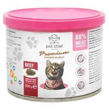 Корм влажный Pet Chef с говядиной для кошек 200г