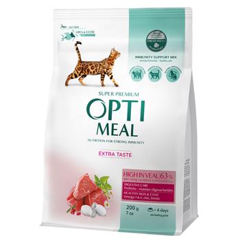 Корм сухий Optimeal з телятиною для дорослих котів 200г