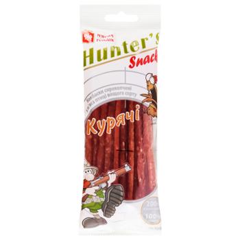 Ковбаски М'ясна гільдія Hunter's Snack Курячі сирокопчені вищий сорт 80г - купити, ціни на Таврія В - фото 1