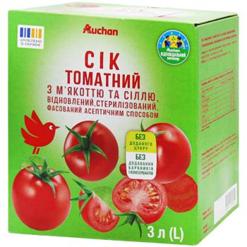 Auchan Tomato Juice with pulp and salt 3l