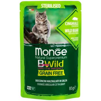 Корм вологий Monge Bwild Grain Free з диким кабаном та овочами для стерилізованих котів 85г - купити, ціни на MasterZoo - фото 1