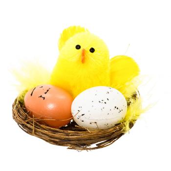 Decoris Chicken with Eggs in Nest Decoration 4pcs - buy, prices for METRO - photo 1