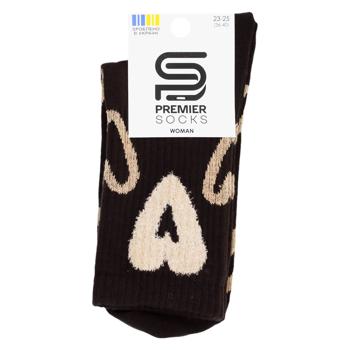 Шкарпетки Premier Socks Преміум жіночі з пухнастим серцем класичні р.23-25 коричневий - купити, ціни на ЕКО Маркет - фото 1