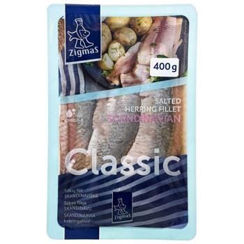 Zigmas Scandinavian Salted Herring Fillet in Oil 400g