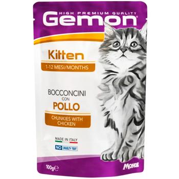 Корм вологий Gemon з куркою для кошенят 100г - купити, ціни на MasterZoo - фото 1