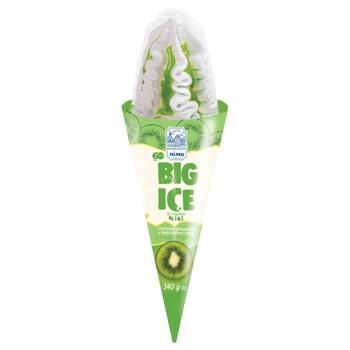 Мороженое Лімо Big Ice со вкусом киви двухслойное в вафельном рожке 140г