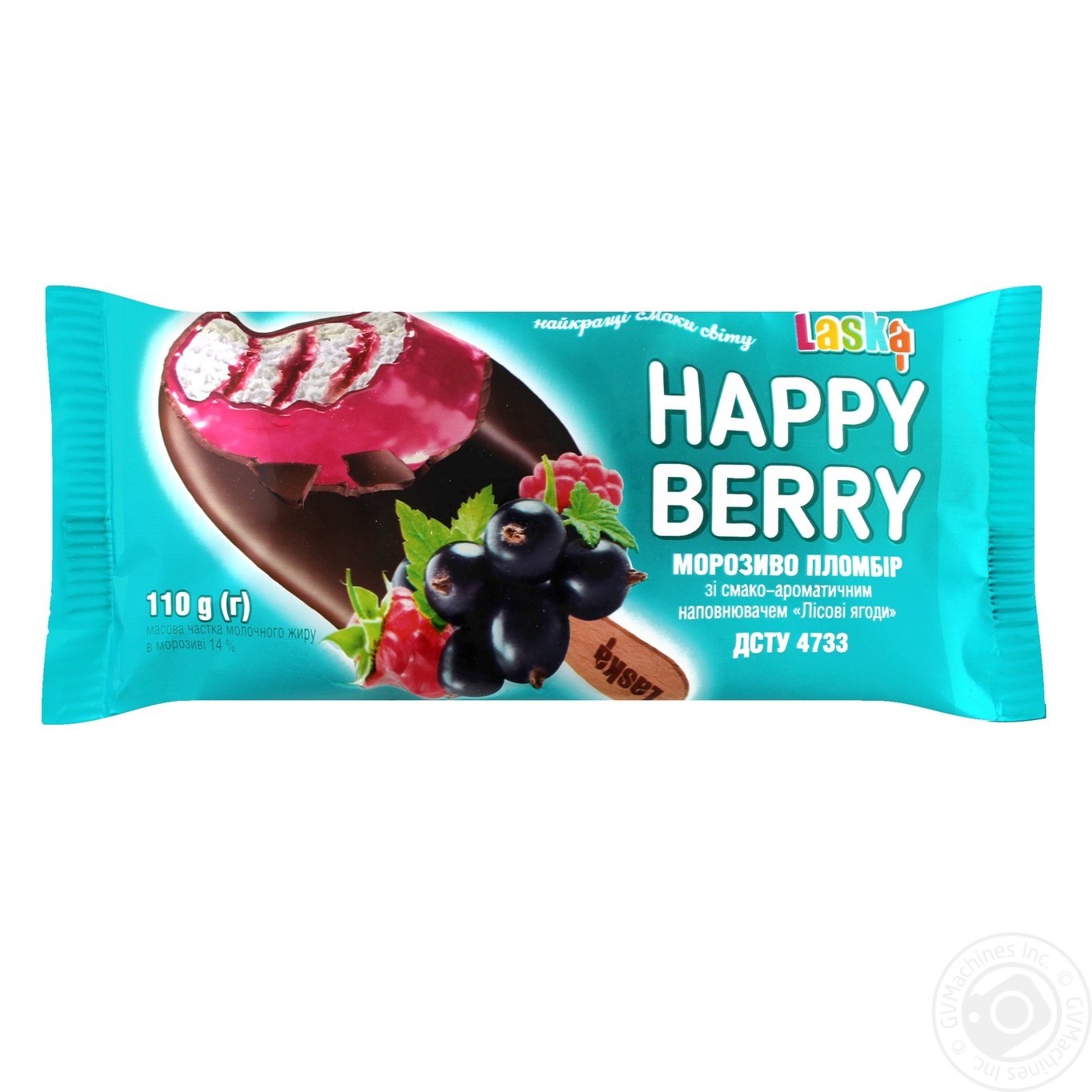 

Мороженое Laska Happy Berry эскимо пломбир с наполнителем Лесные ягоды 110г