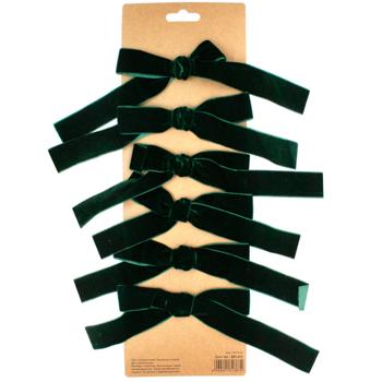 Набір оксамитових бантів Bona Di 6шт 13х17см смарагдовий