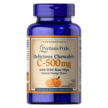 Puritan's Pride Orange Flavored Vitamin C with Rosehips 500mg 90 chewables - buy, prices for Biotus - photo 1