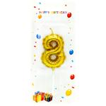Number 8 Gold Cake Candle