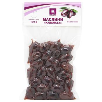 Eurogroup Kalamata Black Olives with Pits 150g - buy, prices for COSMOS - photo 1