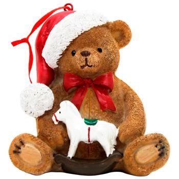 Подвеска декоративная Bona Di Мишка с лошадкой качелями 9,5х6,5х10.5см коричневый с красным - купить, цены на WINETIME - фото 1