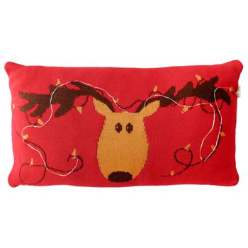 Подушка декоративная Прованс Олень с фонариками вязаная 30x45см