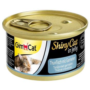 Корм GimCat Shiny Cat для котов всех пород с тунцом и креветками 70г - купить, цены на MasterZoo - фото 1