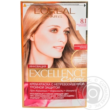 Крем-фарба для волосся L'Oreal Excellence Creme 8.1 світло-русявий попелястий купити, ціни на МегаМаркет - фото 1