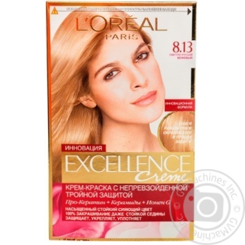 Фарба для волосся L`Oreal Excellence Creme №8.13 світло-русявий бежевий купити, ціни на МегаМаркет - фото 1
