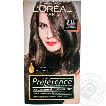 Фарба для волосся L'Oreal Preference 3.12 Мулен Руж Глибокий темно-коричневий купити, ціни на МегаМаркет - фото 1