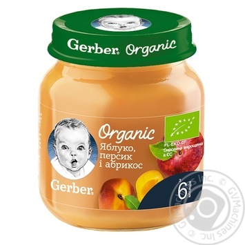 Gerber Organic for babies apricot-peach-apple puree 125g - buy, prices for MegaMarket - photo 1