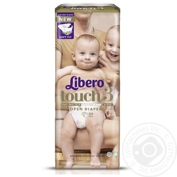 Підгузки Libero Touch для дітей 4-8кг 50шт. - купити, ціни на Auchan - фото 2