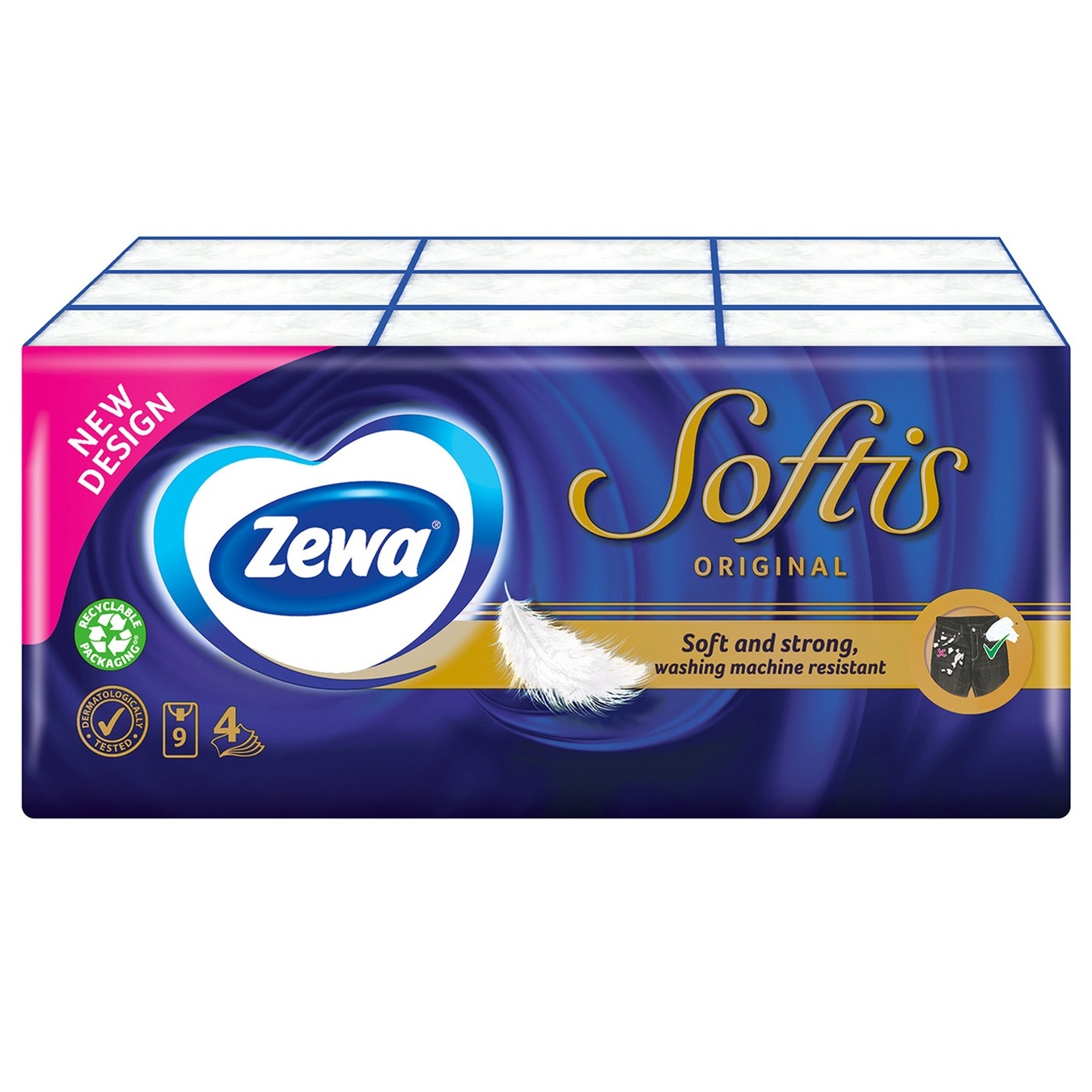 

Платочки бумажные Zewa Softis Pocket четырехслойные 9шт