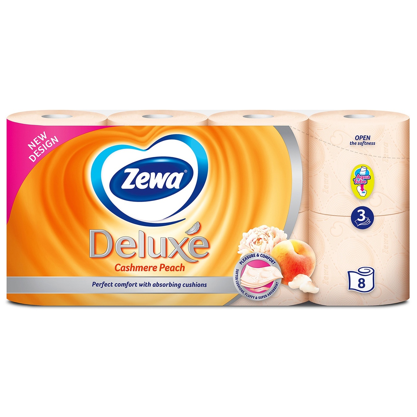 

Туалетная бумага Zewa Deluxe Персик трехслойная 8шт